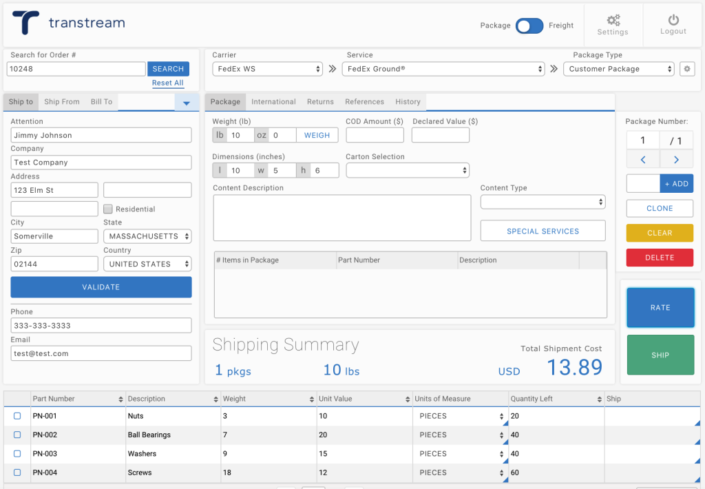 ShipRQ Freight Management Software UI